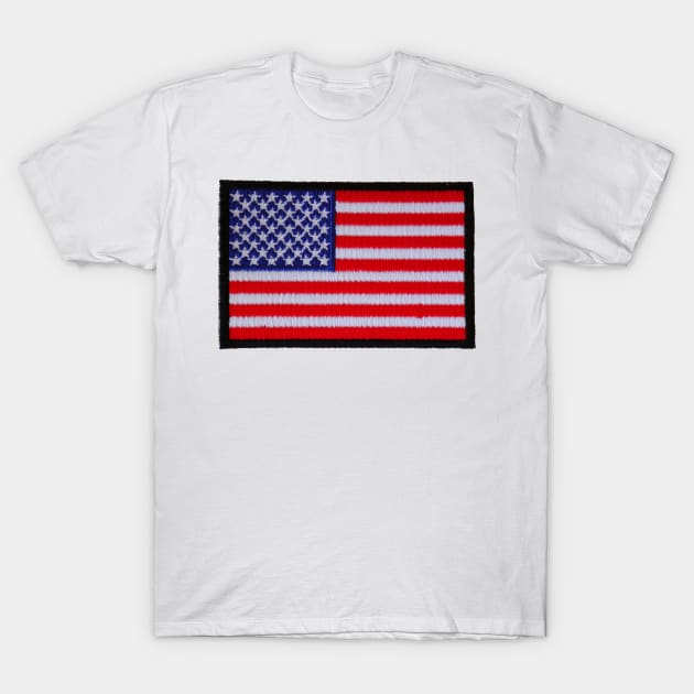 Embroidery American Flag Sticker T-Shirt by anacarminda